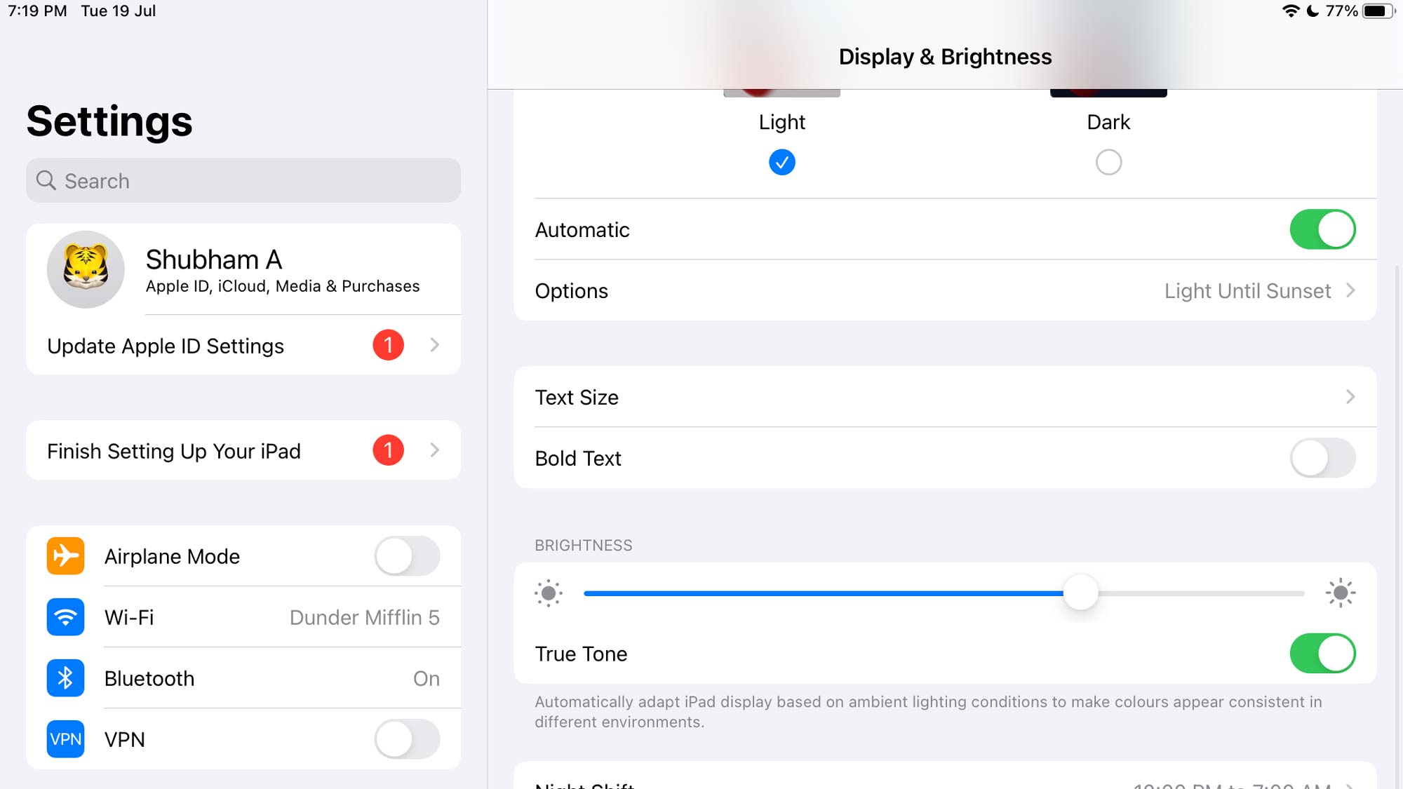 Comment prolonger la durée de vie de la batterie de votre iPad - Menu des paramètres d'affichage et de luminosité d'iPadOS