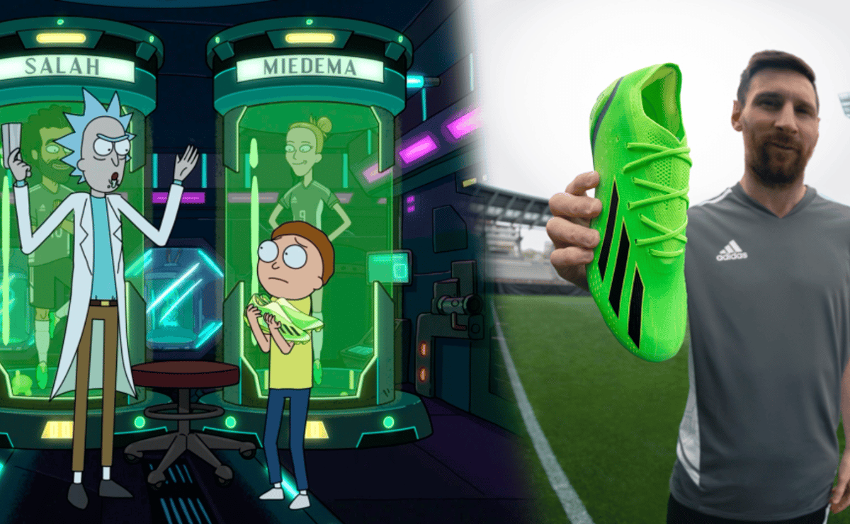 Lionel Messi présente une chaussure Adidas aux couleurs de Rick et Morty rick and morty lionel messi 1 crop1659109334690.png 242310155