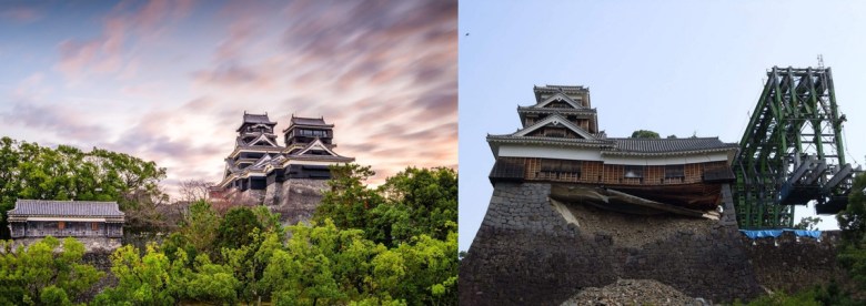La statue de Jinbe rejoint l'équipage de ONE PIECE à Kumamoto ! Kumamoto Castle before and after