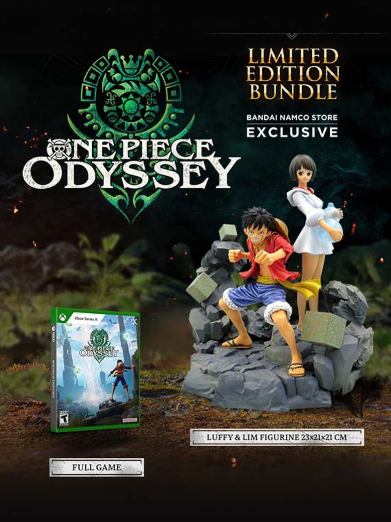 One Piece Odyssey Limited Edition Bundle qui comprend les figurines Luffy et Lim.