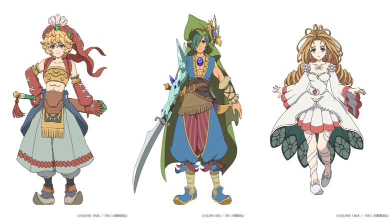 Dessins de personnages pour Shiloh (à gauche), Ruri (au centre) et Pearl (à droite). 