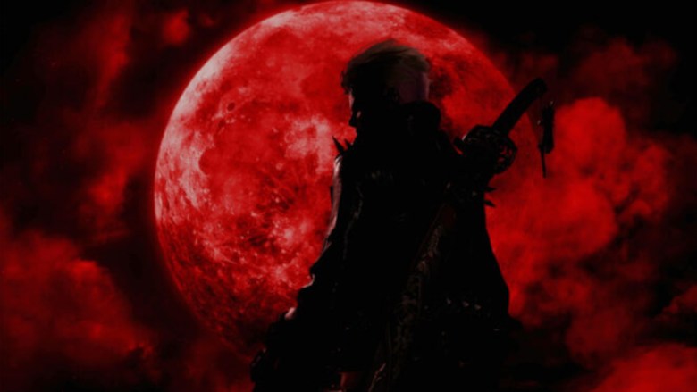 Viola de Bayonetta 3 apparaît devant une lune de sang.