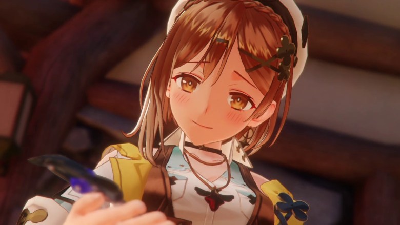 Une scène de l'Atelier Ryza 3 : Alchemist of the End & the Secret Key où Ryza regarde la mystérieuse clé.