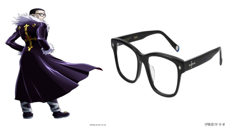 Illustration de Chrollo portant des lunettes et du design des lunettes Chrollo.