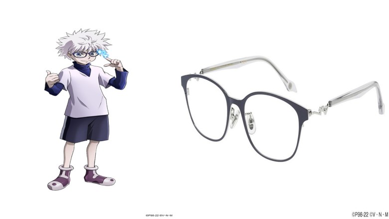 Illustration de Killua portant des lunettes et du design des lunettes Killua Zoldyck. 