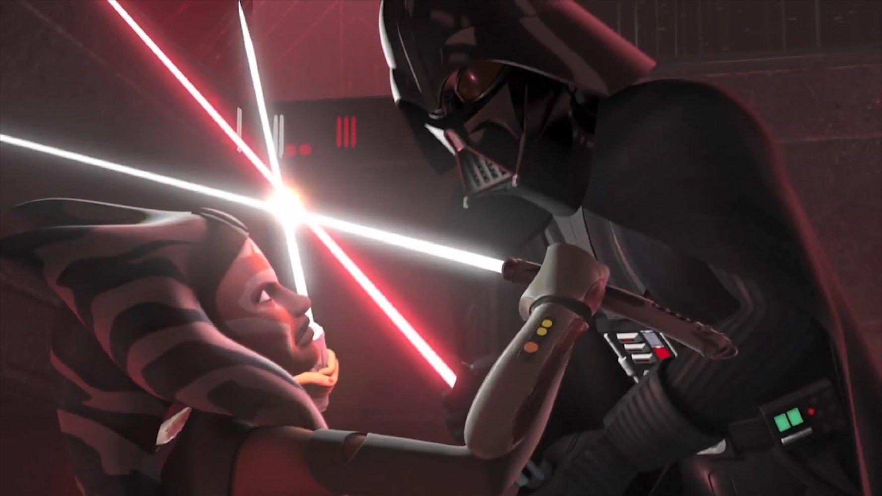 Ahsoka Tano fights Darth Vader in Star Wars Rebels