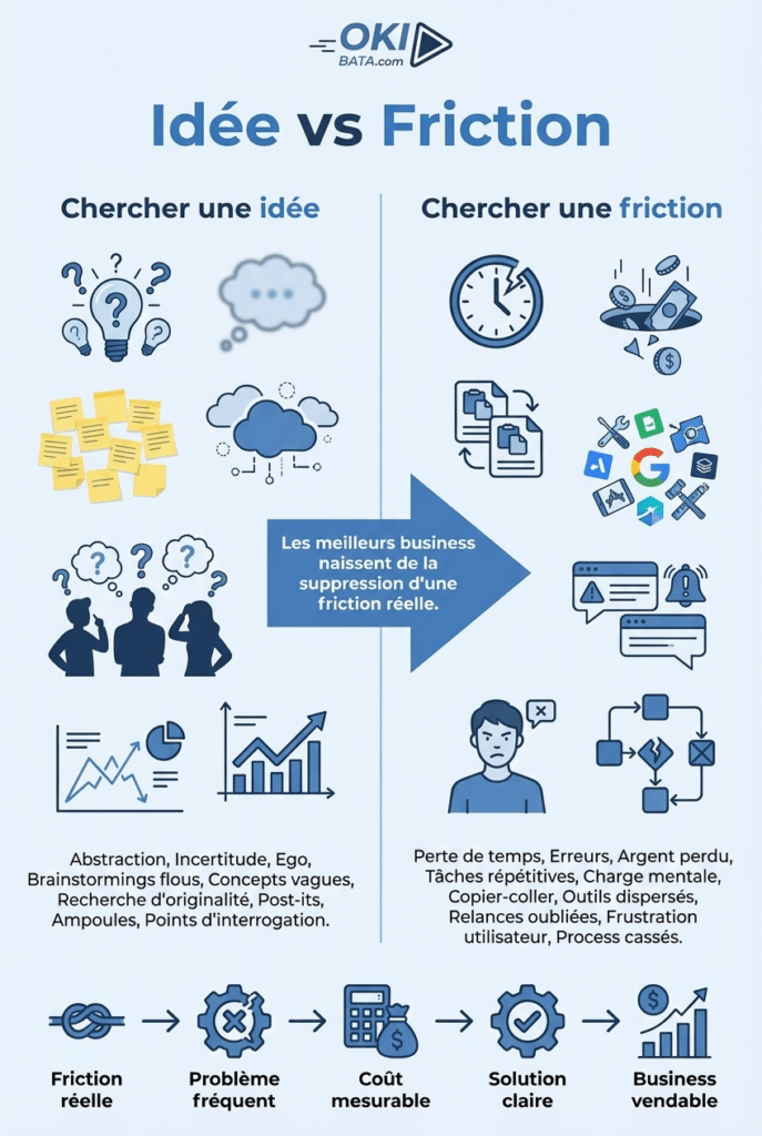 Le faux problème des entrepreneurs : ils cherchent des idées au lieu de chercher des frictions idee sans friction