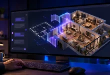 Un plan architectural 3D se construit dans un éditeur pendant une conversation avec une intelligence artificielle