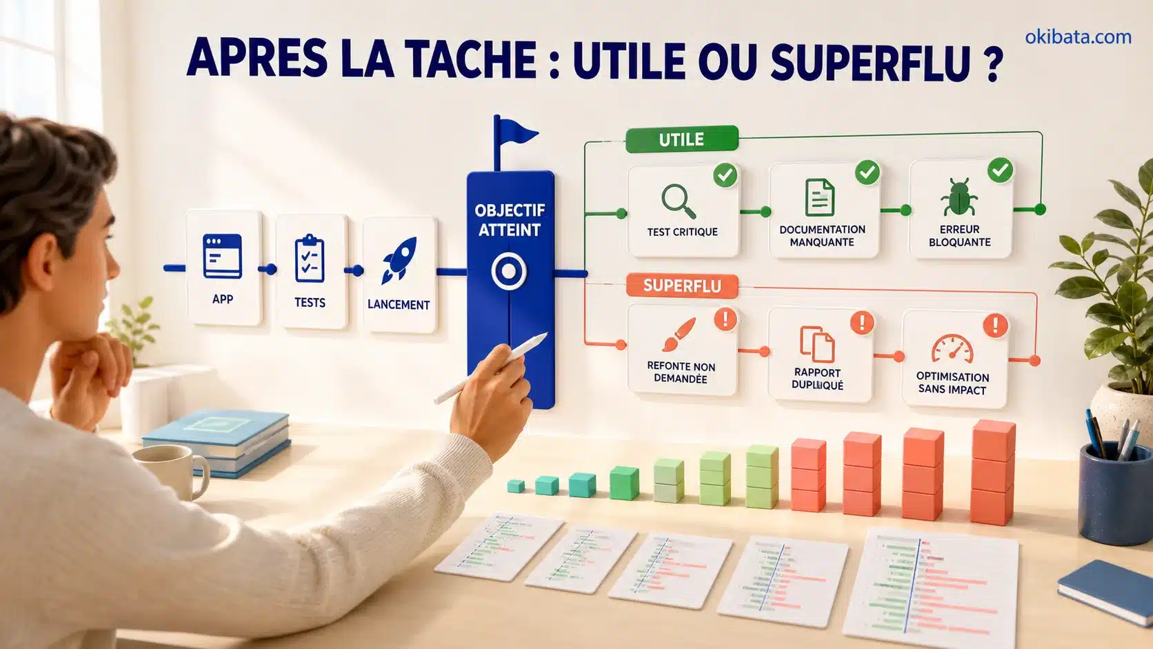 Illustration séparant les tâches utiles et superflues créées par un agent Codex après que l’objectif initial est atteint