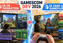 Gamescom dev 2026 sépare une IA qui fabrique code, décors, animations et tests d’une IA qui anime les personnages et la partie chez le joueur