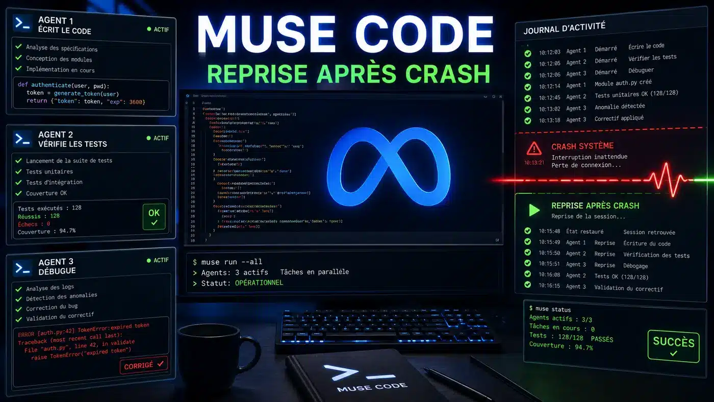 Meta Muse Code avec terminal, trois sous-agents et reprise après un crash
