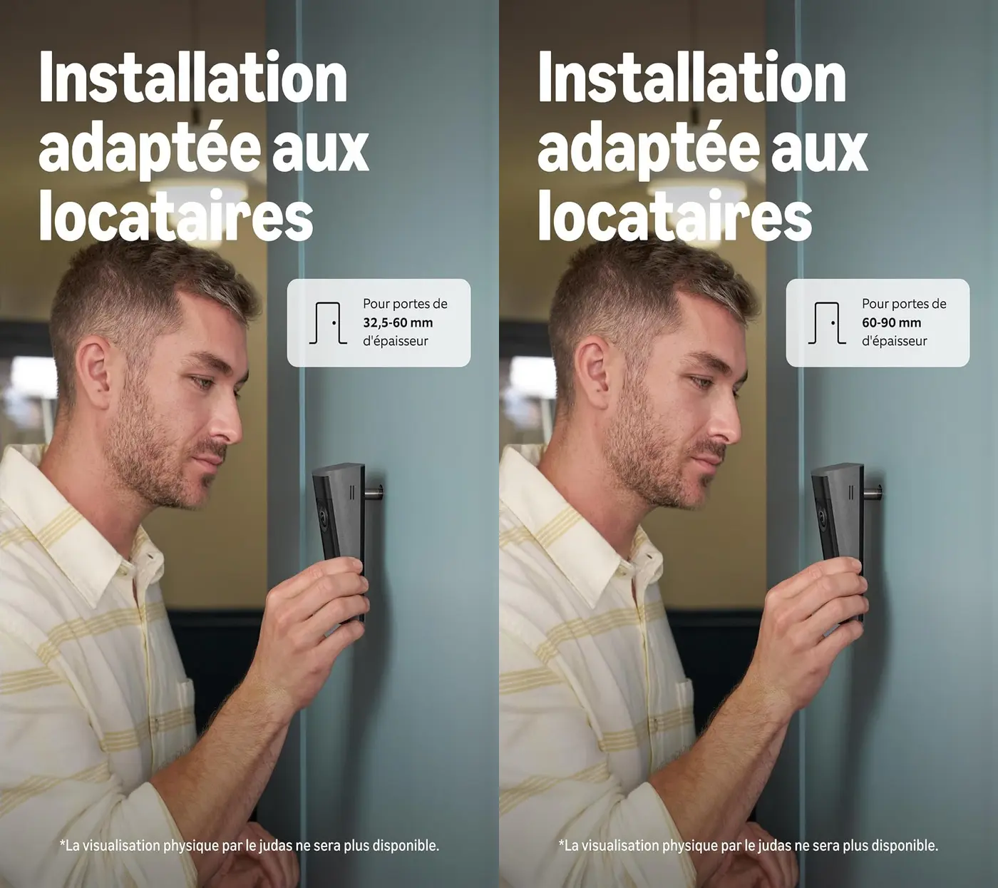Les deux versions de la Ring Peephole Camera 2K pour portes de 32,5 à 60 mm et de 60 à 90 mm